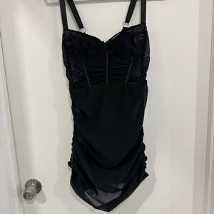 Black mesh corset dress, looks amazing on
